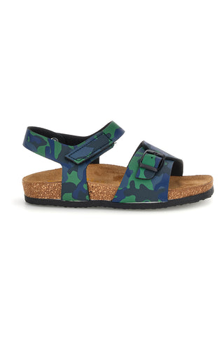 Sandali verdi camouflage con fibbia Pittarello bio 257A080SR