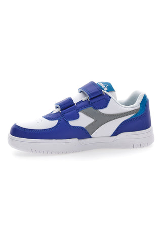 Bele in modre superge z sivim logotipom Diadora Raptor Low Ps