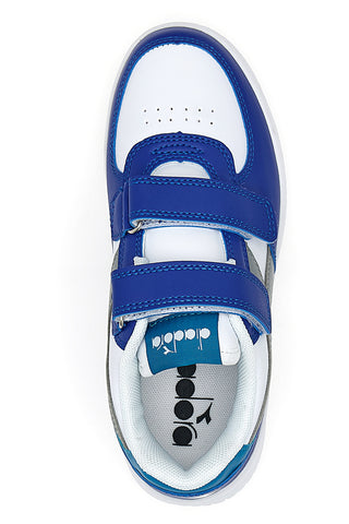 Bele in modre superge z sivim logotipom Diadora Raptor Low Ps