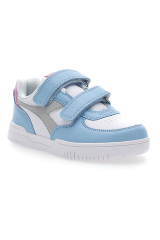 Bele in svetlo modre superge z sivim logotipom Diadora Raptor Low Ps