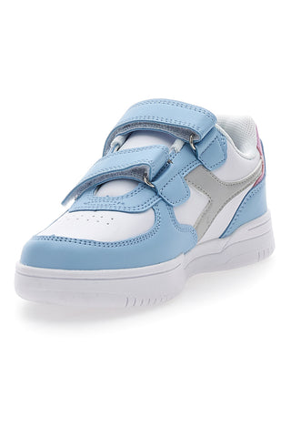 Bele in svetlo modre superge z sivim logotipom Diadora Raptor Low Ps