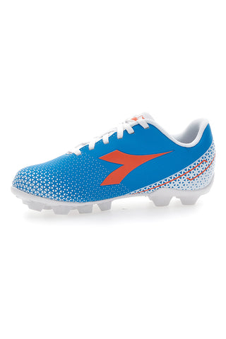 Nogometni čevlji za trda tla, modri z oranžnim logotipom Diadora Pichichi 6 Md Jr