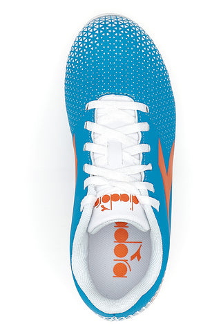Nogometni čevlji za trda tla, modri z oranžnim logotipom Diadora Pichichi 6 Md Jr