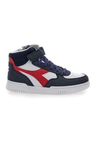 Bele in modre superge Mid-Cut z zadrgo na strani DIADORA MID RAPTOR PS