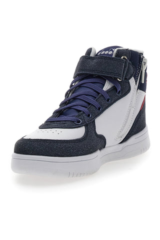 Bele in modre superge Mid-Cut z zadrgo na strani DIADORA MID RAPTOR PS