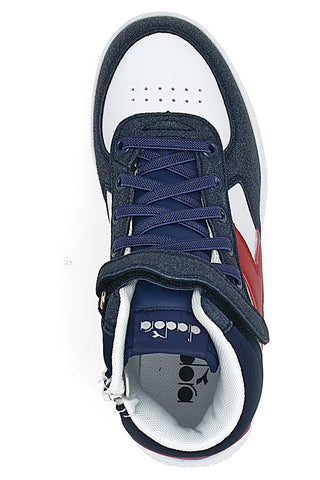 Bele in modre superge Mid-Cut z zadrgo na strani DIADORA MID RAPTOR PS