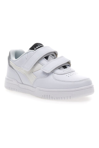 Bele superge s srebrnim logotipom in trakovi DIADORA RAPTOR LOW SPOTTED PS