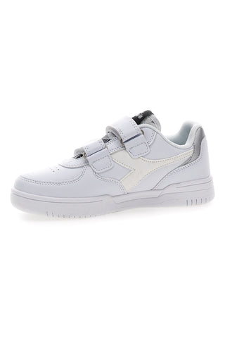 Bele superge s srebrnim logotipom in trakovi DIADORA RAPTOR LOW SPOTTED PS