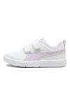 Bele superge z lila detajli, pikami in velcro trakom PUMA Courtflex V3 Dotty V PS