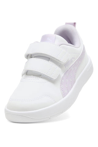 Bele superge z lila detajli, pikami in velcro trakom PUMA Courtflex V3 Dotty V PS
