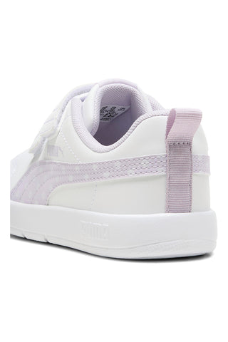 Bele superge z lila detajli, pikami in velcro trakom PUMA Courtflex V3 Dotty V PS