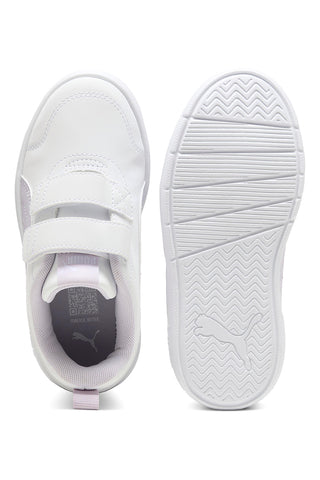 Bele superge z lila detajli, pikami in velcro trakom PUMA Courtflex V3 Dotty V PS