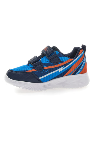 Modri in oranžni superge z velcro trakom in lučkami PITT KIDS K21900