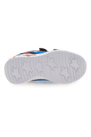 Modri in oranžni superge z velcro trakom in lučkami PITT KIDS K21900