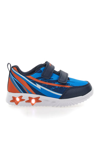 Modri in oranžni superge z velcro trakom in lučkami PITT KIDS K21900