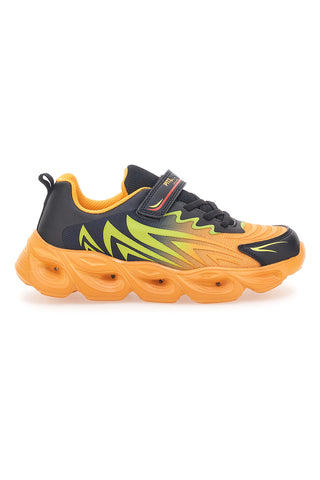 Oranžni superge z črnimi detajli in velcro trakom PITT KIDS K191562