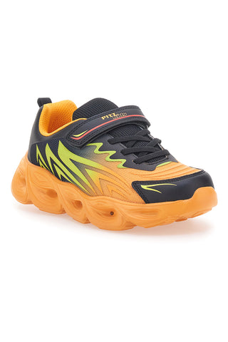Oranžni superge z črnimi detajli in velcro trakom PITT KIDS K191562