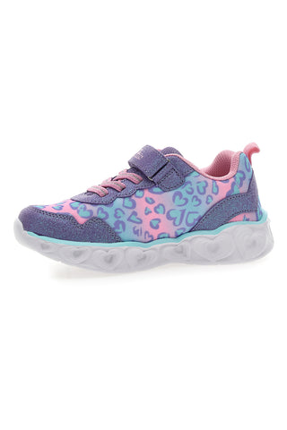 Roza in vijolične superge z velcro trakom in vgrajenimi lučkami PITT KIDS K211270
