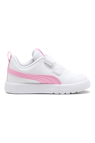 Bele superge z rožnatimi detajli in nastavljivimi trakovi Puma Courtflex V3 V Inf