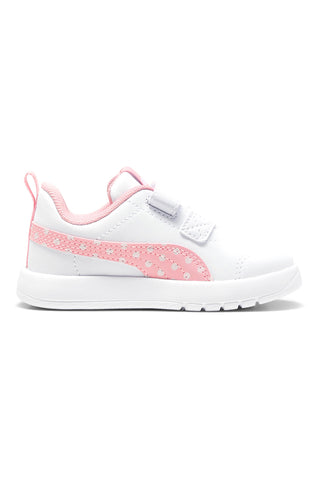 Bele in roza superge z velcro trakom in pikastimi detajli Puma Courtflex V3 Dotty V Inf