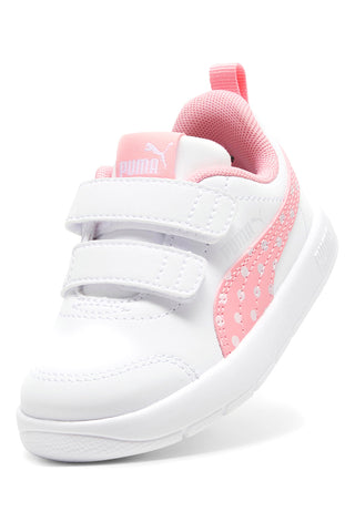 Bele in roza superge z velcro trakom in pikastimi detajli Puma Courtflex V3 Dotty V Inf