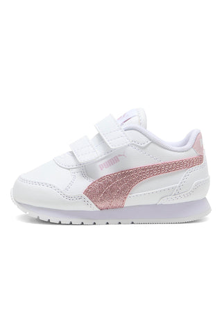 Bele superge z roza bleščicami in dvojnim trakom Puma ST Runner v4 SL GlitterV Inf