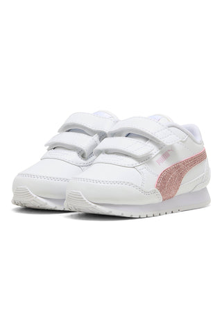 Bele superge z roza bleščicami in dvojnim trakom Puma ST Runner v4 SL GlitterV Inf