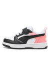 Nizke črno-bele in roza superge z velcro trakom Puma Rebound V6 Lo AC+ PS