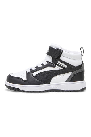 Črno-bele otroške superge Puma Rebound V6 Mid AC+ PS