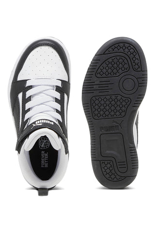 Črno-bele otroške superge Puma Rebound V6 Mid AC+ PS