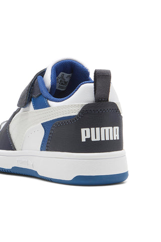 Nizke bele in temno modre superge z velcro trakom Puma Rebound V6 Lo AC+ PS