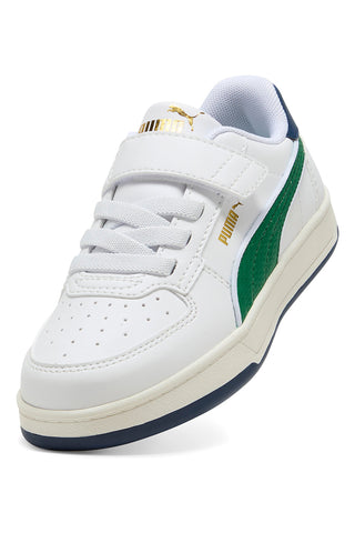 Bele superge z zelenimi detajli za otroke z velcro trakom Puma Caven 2 Retro AC + PS