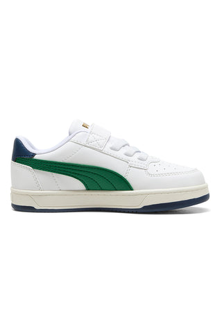 Bele superge z zelenimi detajli za otroke z velcro trakom Puma Caven 2 Retro AC + PS