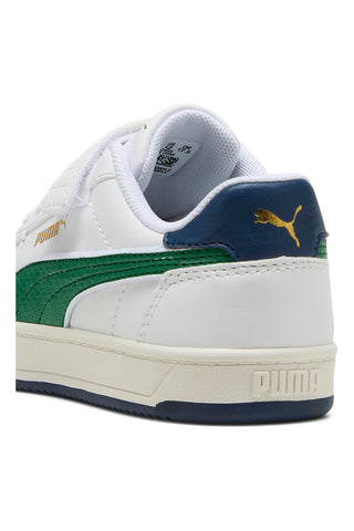 Bele superge z zelenimi detajli za otroke z velcro trakom Puma Caven 2 Retro AC + PS