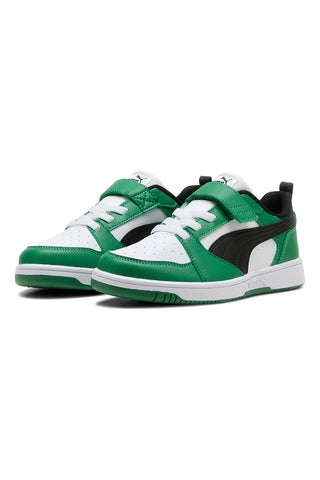 Nizke bele, zelene in črne superge z velcro trakom Puma Rebound V6 Lo AC+ PS