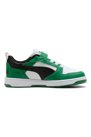 Nizke bele, zelene in črne superge z velcro trakom Puma Rebound V6 Lo AC+ PS