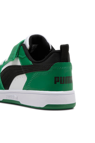 Nizke bele, zelene in črne superge z velcro trakom Puma Rebound V6 Lo AC+ PS