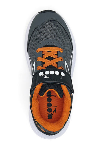 Sivi športni čevlji z oranžnimi detajli in zapenjanjem na velcro Diadora SNIPE 3 JR