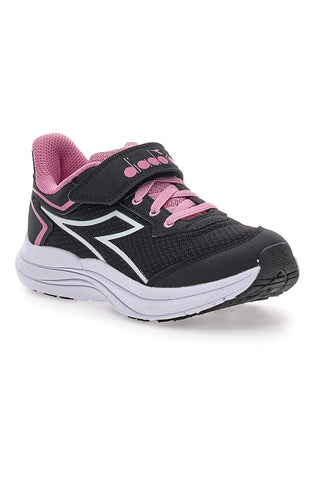 Črni športni čevlji z roza detajli in zapenjanjem na velcro Diadora SNIPE 3 JR