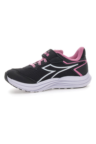 Črni športni čevlji z roza detajli in zapenjanjem na velcro Diadora SNIPE 3 JR
