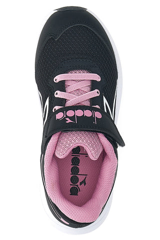 Črni športni čevlji z roza detajli in zapenjanjem na velcro Diadora SNIPE 3 JR