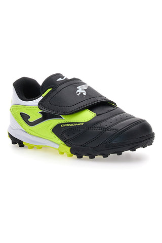Črni in rumeni fluo nogometni čevlji z zapenjanjem na velcro Joma CANCHA JR 2501