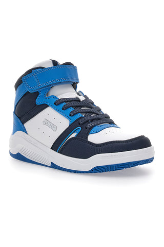 Bele in modre superge z zapenjanjem na velcro Joma Platea Mid JR