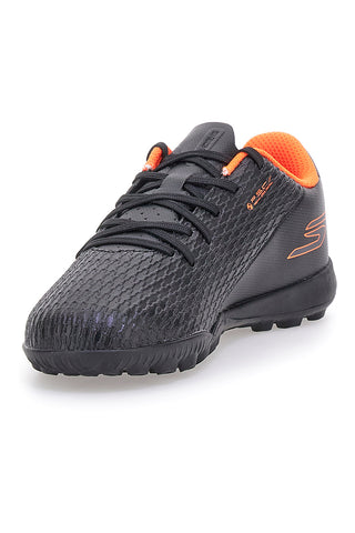 Črno-oranžni nogometni čevlji s podplatom za umetno travo Skechers Jr Youth TF