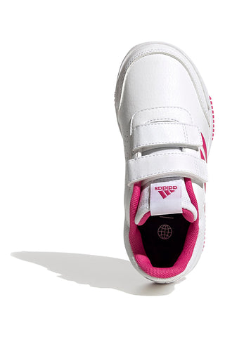 Bele superge z fuksijastimi detajli in dvojnim trakom Adidas Tensaur Sport 2 CF K