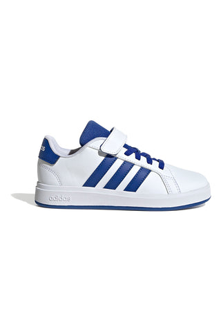Bele superge z modrimi detajli in mešanim zapiranjem Adidas Grand Court 2 EL C