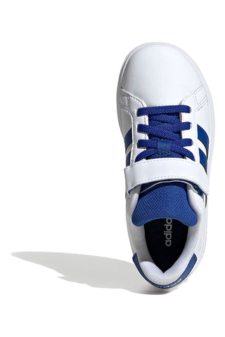 Bele superge z modrimi detajli in mešanim zapiranjem Adidas Grand Court 2 EL C