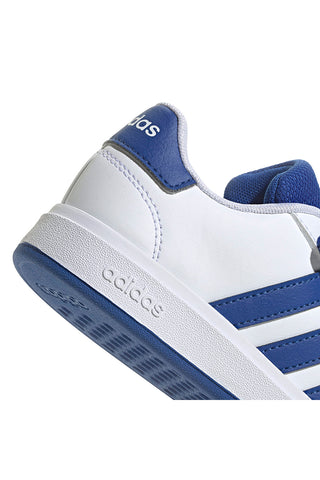 Bele superge z modrimi detajli in mešanim zapiranjem Adidas Grand Court 2 EL C