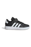 Črni čevlji z belimi črtami in zapenjanjem na velcro Adidas Grand Court 2 EL C