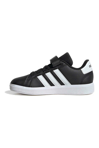 Črni čevlji z belimi črtami in zapenjanjem na velcro Adidas Grand Court 2 EL C